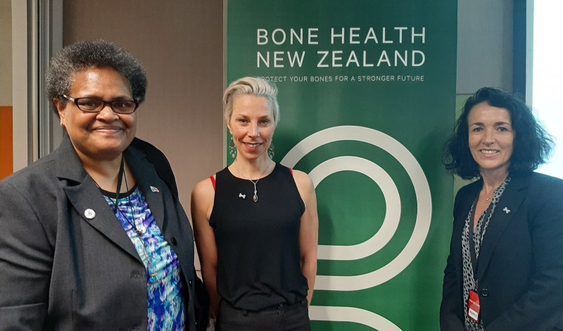 Sofaia Kolinisau (GWN), Natalie Hardaker (ACC) and Christine Gill (Bone Health NZ)