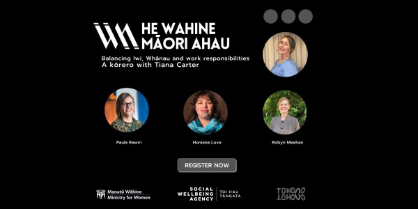 Tūhono event flyer with speakers