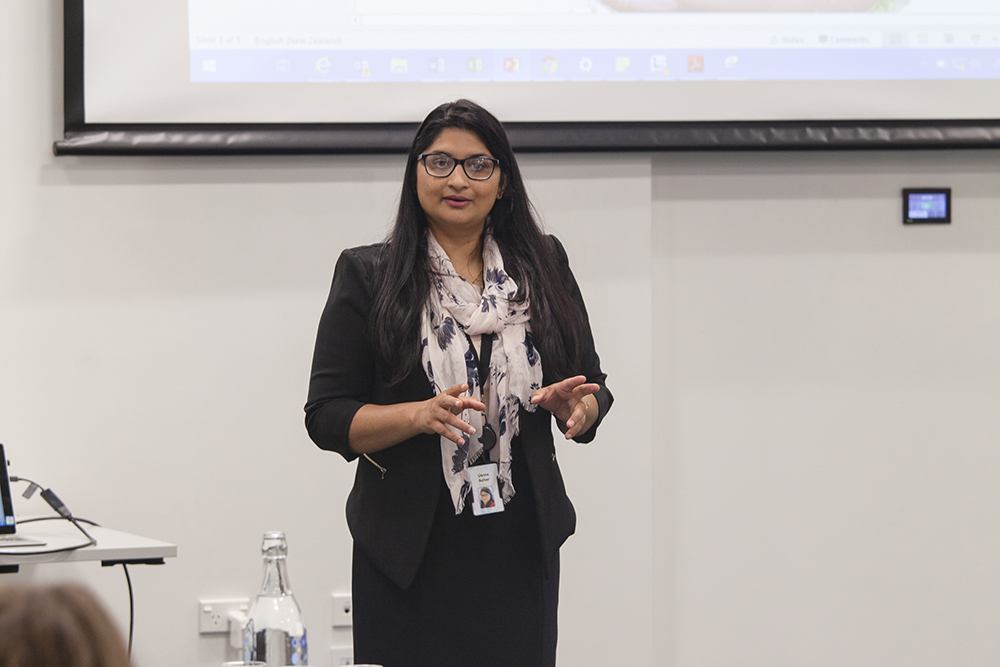 Usma Azhar speaking at SGWN's IWD 2020 event